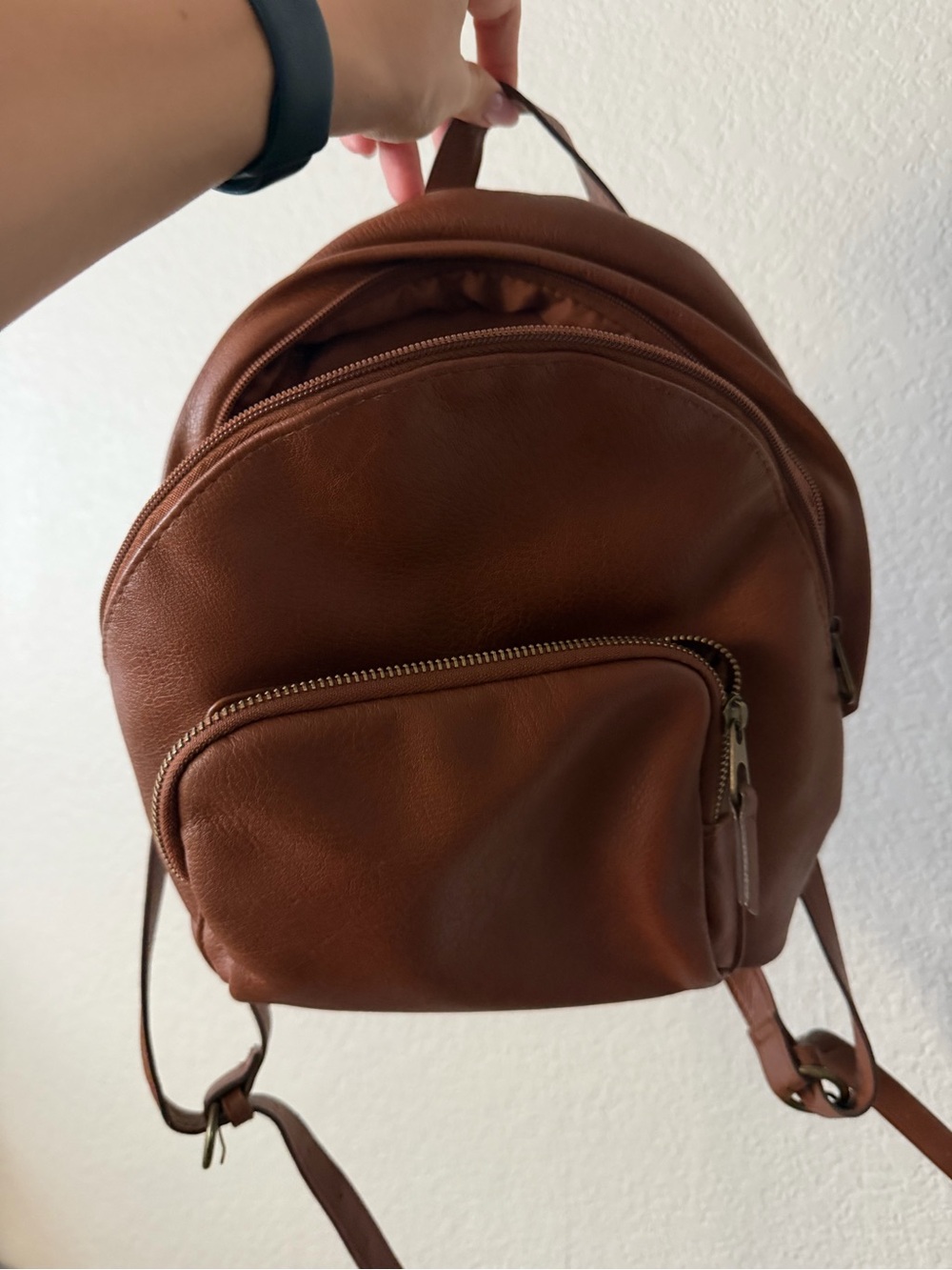 Brown Leather Mini Backpack